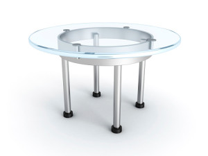 Modern galss table on a white background